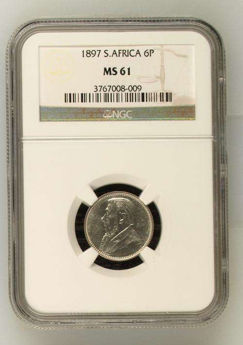 " Super Grade " Z.A.R. 1897 Six Pence (6P) - NGC Graded MS61 - Hern's UNC Value = R2,000.00